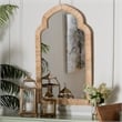 Pemberly Row Natural Rattan Arched Wall Mirror with Woven Frame