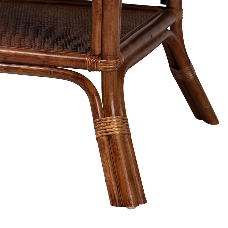 Pemberly Row Marbled Tortoise Rattan Octagon Dining Table with Shelf