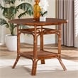 Pemberly Row Marbled Tortoise Rattan Octagon Dining Table with Shelf