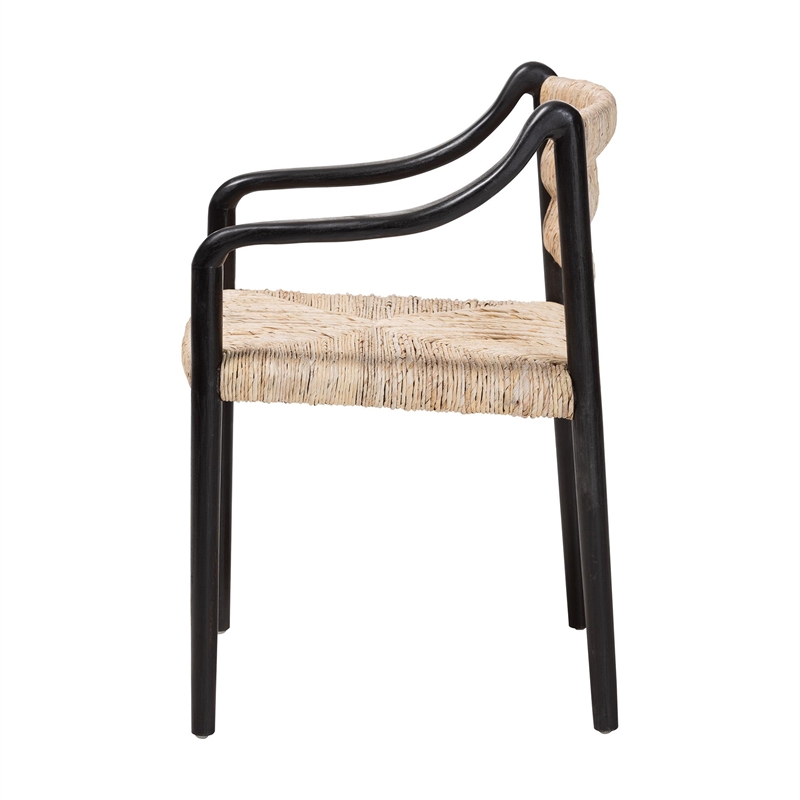 Pemberly Row Handwoven Seagrass Dining Chair with Sloping Armrests