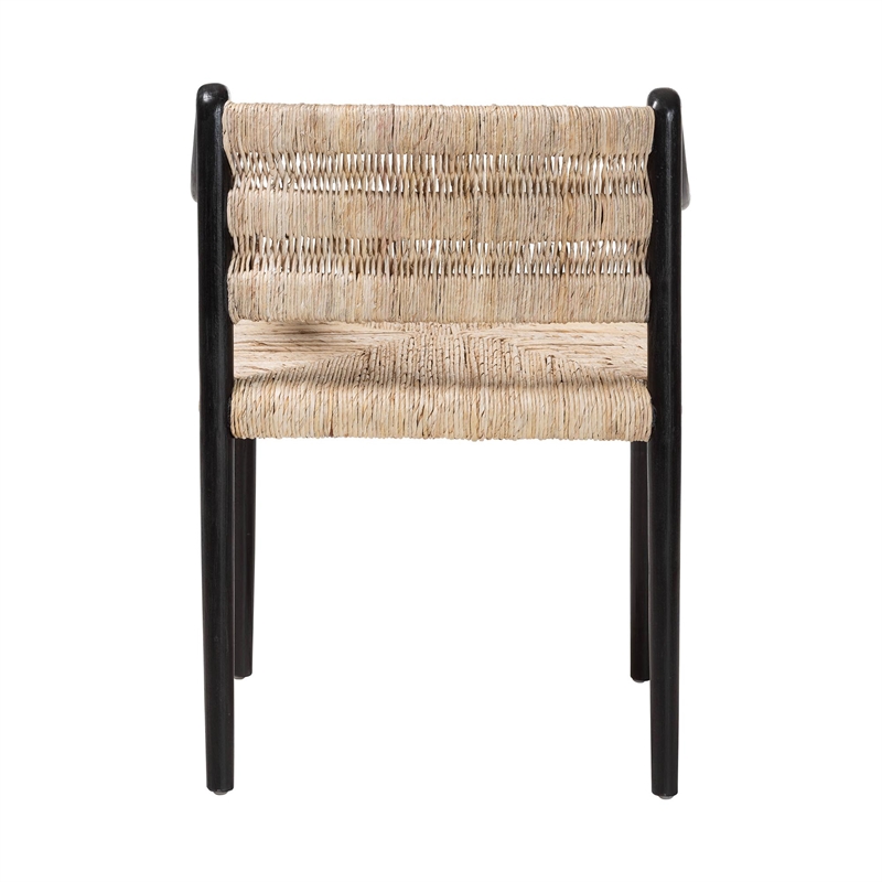 Pemberly Row Handwoven Seagrass Dining Chair with Sloping Armrests