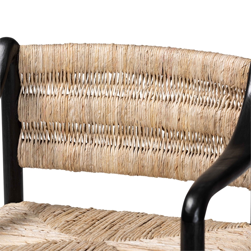 Pemberly Row Handwoven Seagrass Dining Chair with Sloping Armrests