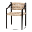 Pemberly Row Handwoven Seagrass Dining Chair with Sloping Armrests