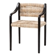 Pemberly Row Handwoven Seagrass Dining Chair with Sloping Armrests