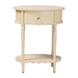 Pemberly Row Scalloped 1-Drawer End Table with Oval Tabletop