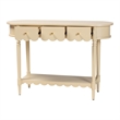 Pemberly Row Scalloped 3-Drawer Console Table with Oval Tabletop