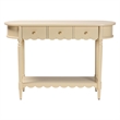 Pemberly Row Scalloped 3-Drawer Console Table with Oval Tabletop