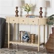 Pemberly Row Scalloped 3-Drawer Console Table with Oval Tabletop