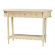 Pemberly Row Scalloped 3-Drawer Console Table with Oval Tabletop