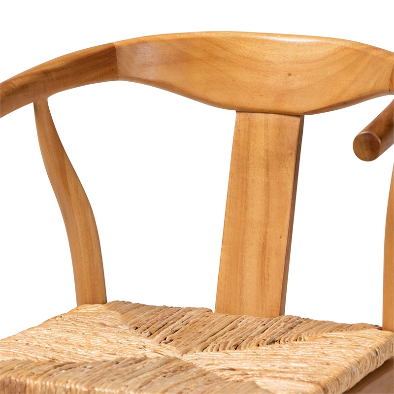 Pemberly Row Contemporary Seagrass Wishbone Counter Stool with Footrest