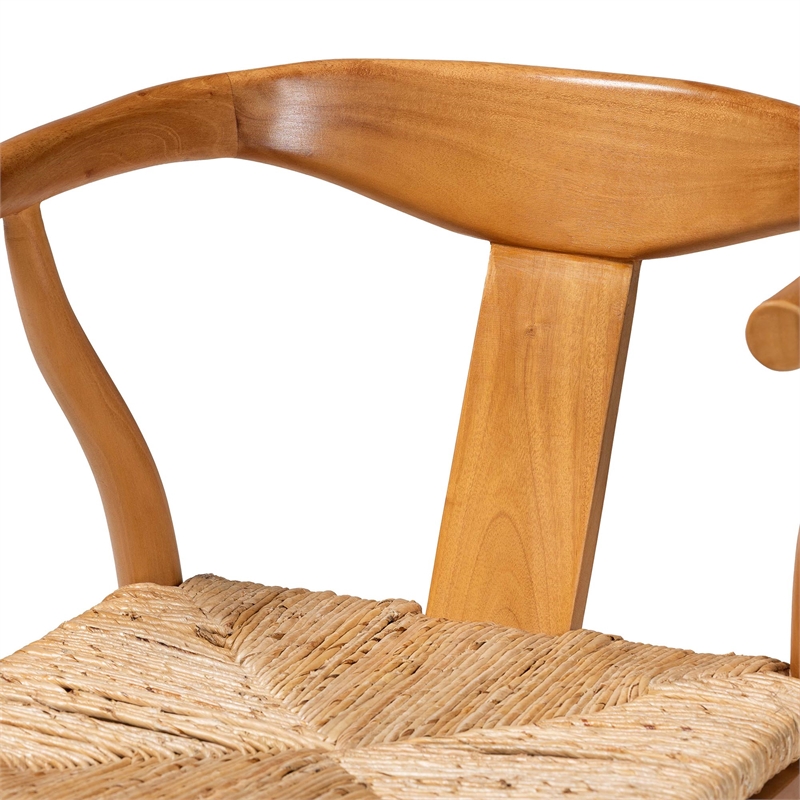 Pemberly Row Seagrass Wishbone Dining Chair with Tapered Legs