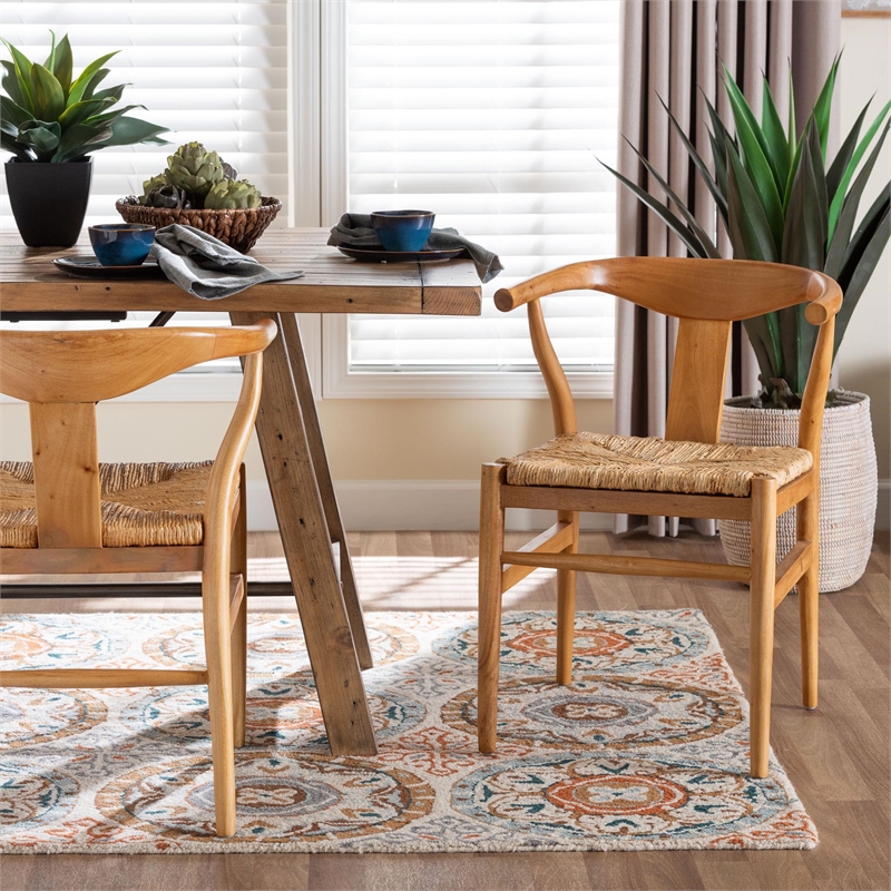 Pemberly Row Seagrass Wishbone Dining Chair with Tapered Legs