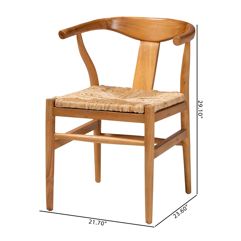 Pemberly Row Seagrass Wishbone Dining Chair with Tapered Legs