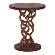 Pemberly Row Carved Mahogany Pedestal Nightstand with Round Top
