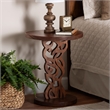 Pemberly Row Carved Mahogany Pedestal Nightstand with Round Top