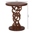 Pemberly Row Carved Mahogany Pedestal Nightstand with Round Top