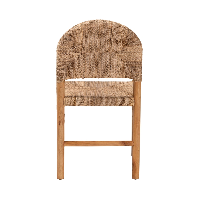 Pemberly Row Handwoven Seagrass Dining Side Chair with Curved Back
