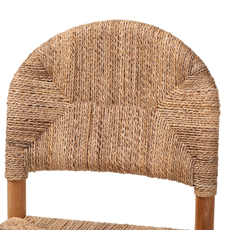 Pemberly Row Handwoven Seagrass Dining Side Chair with Curved Back