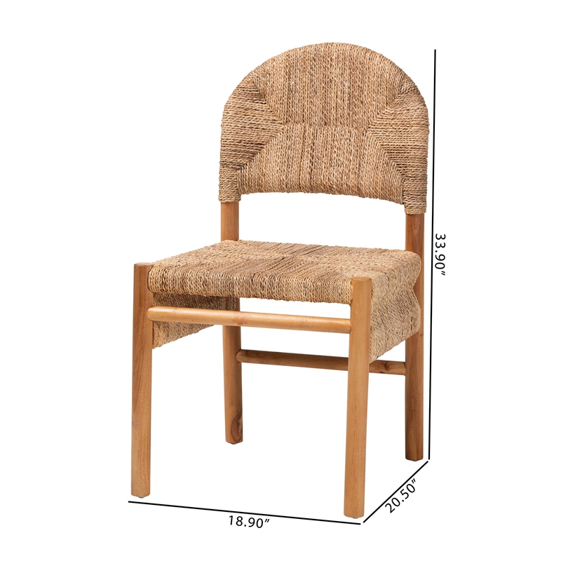 Pemberly Row Handwoven Seagrass Dining Side Chair with Curved Back