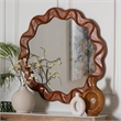 Pemberly Row Round Wall Mirror with Sculpted Wavy Scalloped Frame