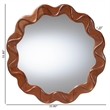 Pemberly Row Round Wall Mirror with Sculpted Wavy Scalloped Frame