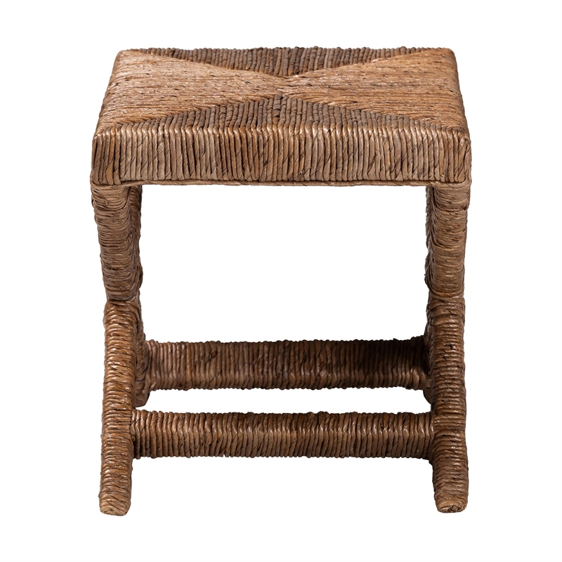 Pemberly Row Handwoven Seagrass Ottoman with Crisscross Base
