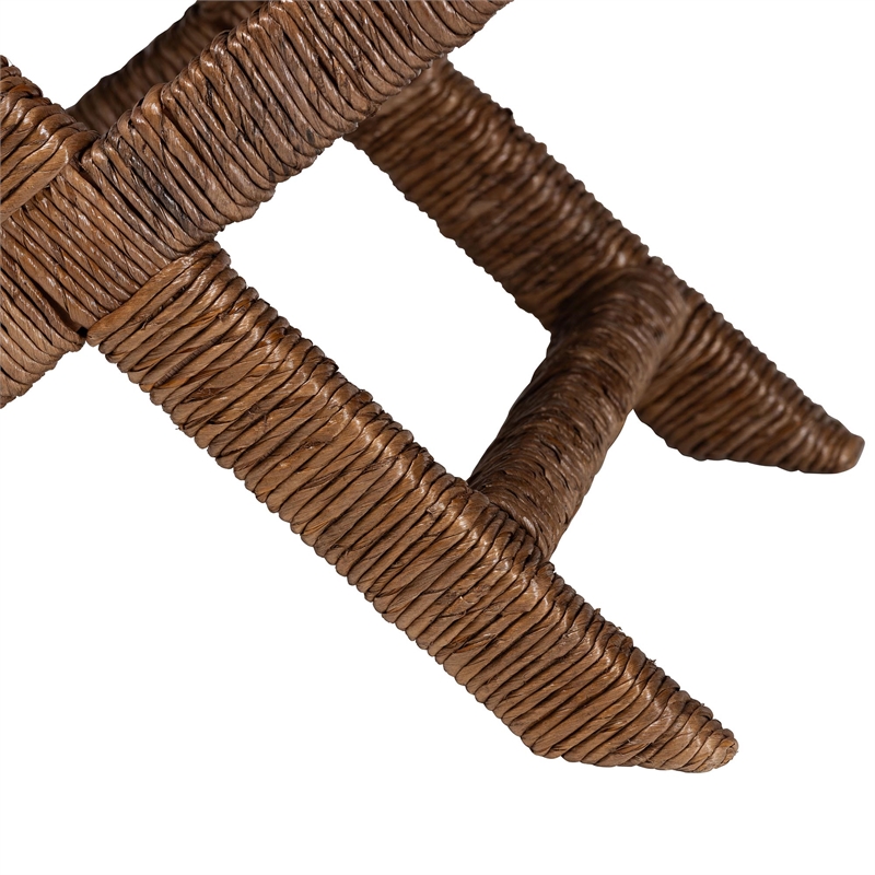 Pemberly Row Handwoven Seagrass Ottoman with Crisscross Base