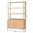 Pemberly Row Rattan 4-Tier Open Shelf Storage Cabinet with Doors