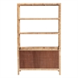Pemberly Row Rattan 4-Tier Open Shelf Storage Cabinet with Doors