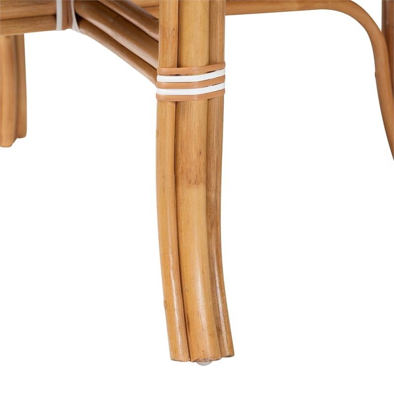 Pemberly Row Natural Rattan Round Bistro Dining Table in Beige