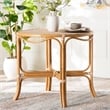 Pemberly Row Natural Rattan Round Bistro Dining Table in Beige