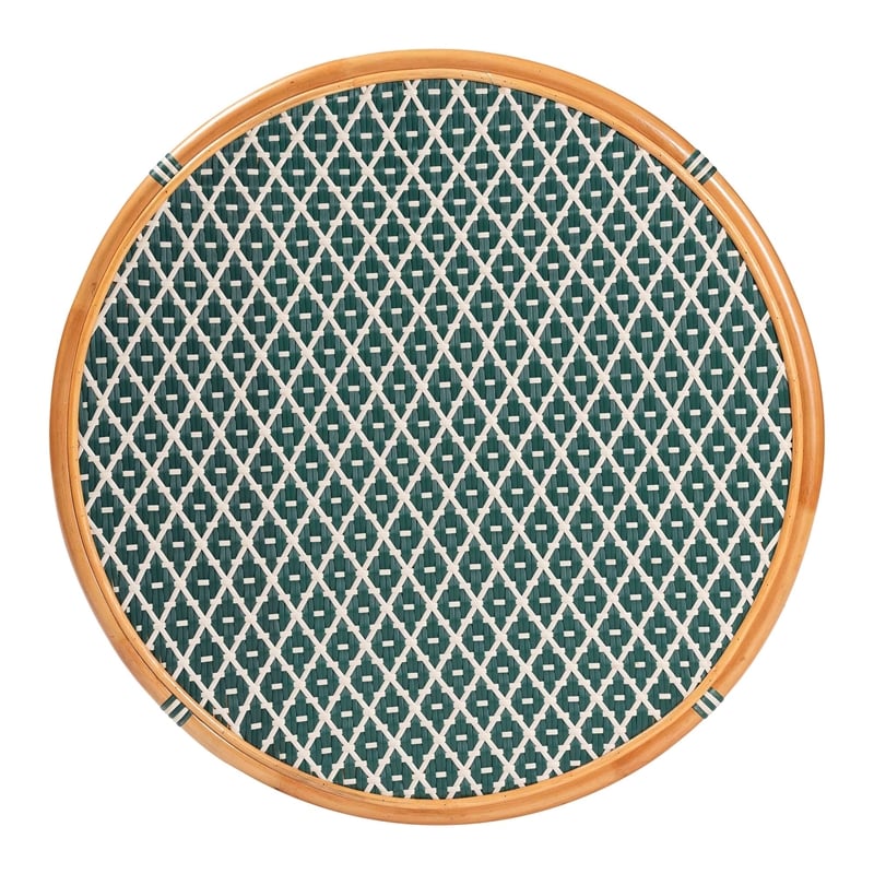 Pemberly Row Natural Rattan Round Bistro Dining Table in Green