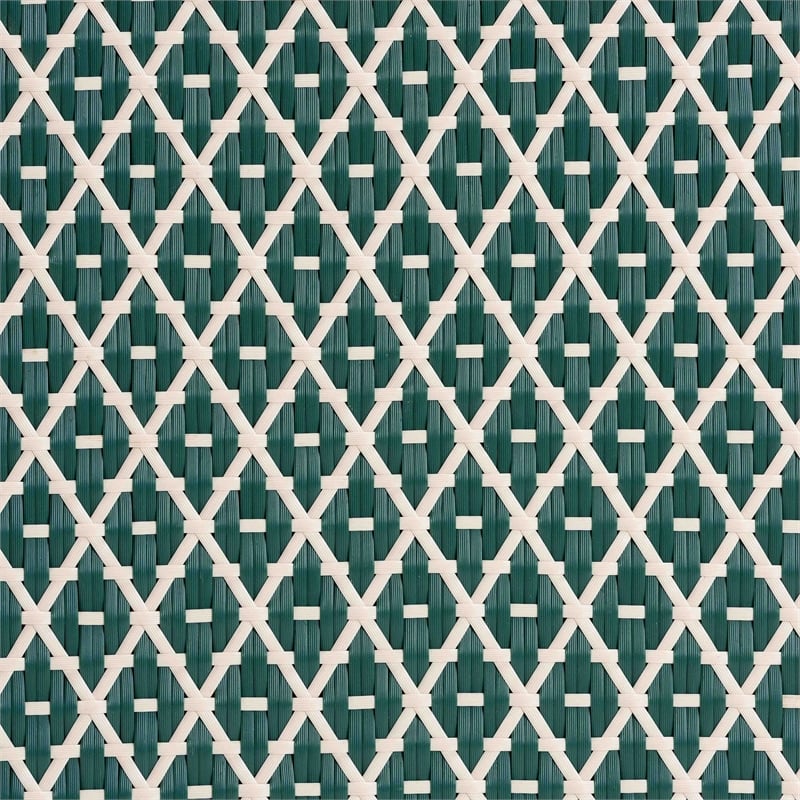 Pemberly Row Natural Rattan Round Bistro Dining Table in Green