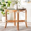Pemberly Row Natural Rattan Round Bistro Dining Table in Green