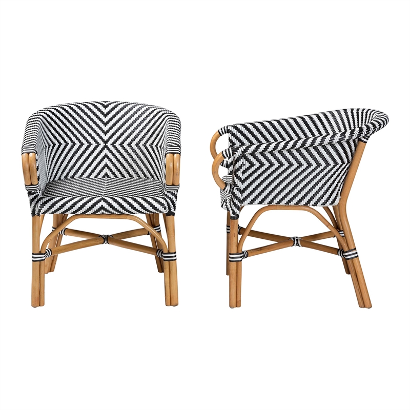 Pemberly Row Rattan Bistro 2-Piece Armchair Set with Woven Detail