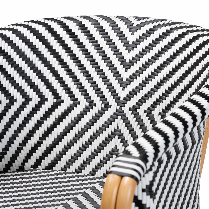 Pemberly Row Rattan Bistro 2-Piece Armchair Set with Woven Detail