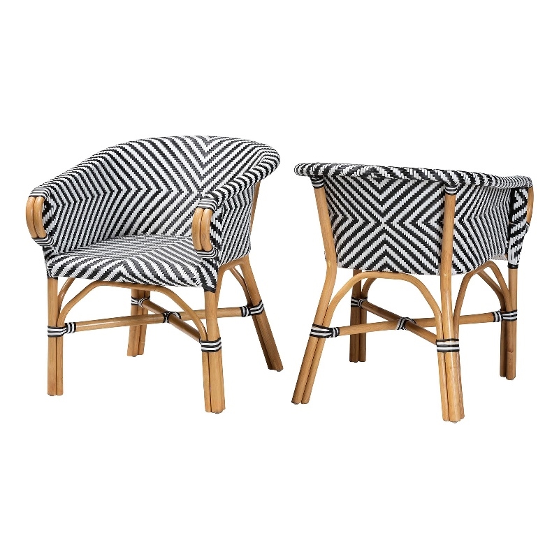 Pemberly Row Rattan Bistro 2-Piece Armchair Set with Woven Detail