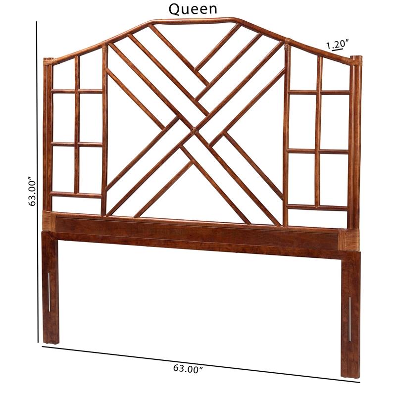 Pemberly Row Marbled Tortoise Rattan King Headboard with Openwork