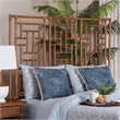 Pemberly Row Marbled Tortoise Rattan Queen Headboard with Openwork