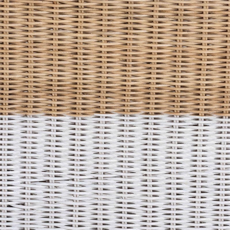 Pemberly Row Scallop Rattan Console Table in White and Natural