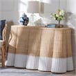 Pemberly Row Scallop Rattan Console Table in White and Natural