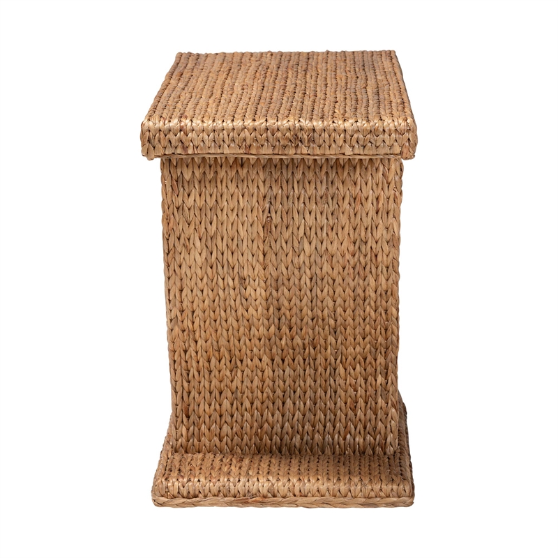 Pemberly Row Handwoven Seagrass Console Table with Curved Legs