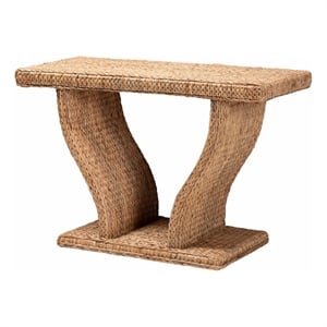 Pemberly Row Handwoven Seagrass Console Table with Curved Legs