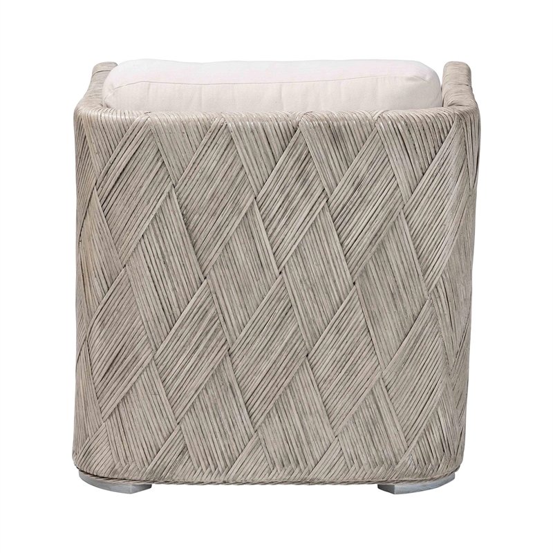 Pemberly Row Natural Rattan Tuxedo Lounge Chair with Cushions