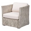 Pemberly Row Natural Rattan Tuxedo Lounge Chair with Cushions