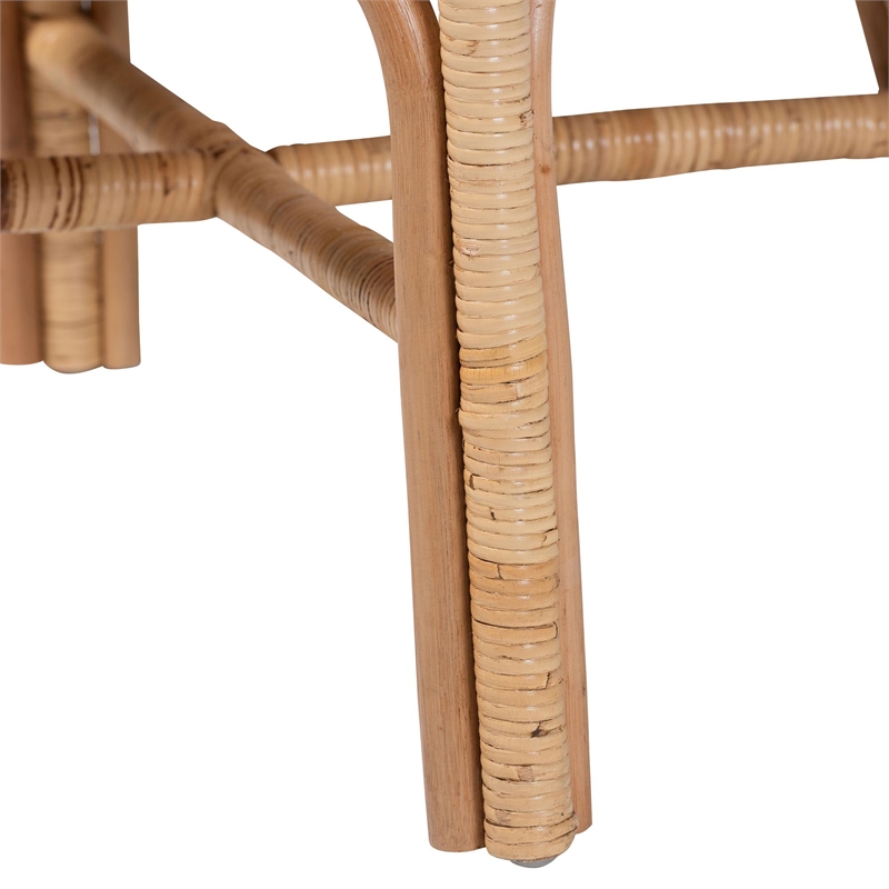 Pemberly Row Natural Rattan 2-Piece Dining Chair Set with Bubble Motif