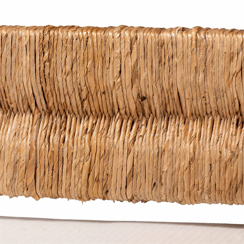 Pemberly Row Contemporary Handwoven Seagrass 2-Seat Bench with Cushion