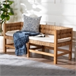 Pemberly Row Contemporary Handwoven Seagrass 2-Seat Bench with Cushion