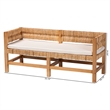Pemberly Row Contemporary Handwoven Seagrass 2-Seat Bench with Cushion