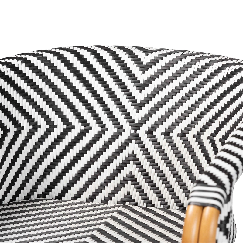 Pemberly Row Rattan Bistro Counter Stool with Footrest and Armrests